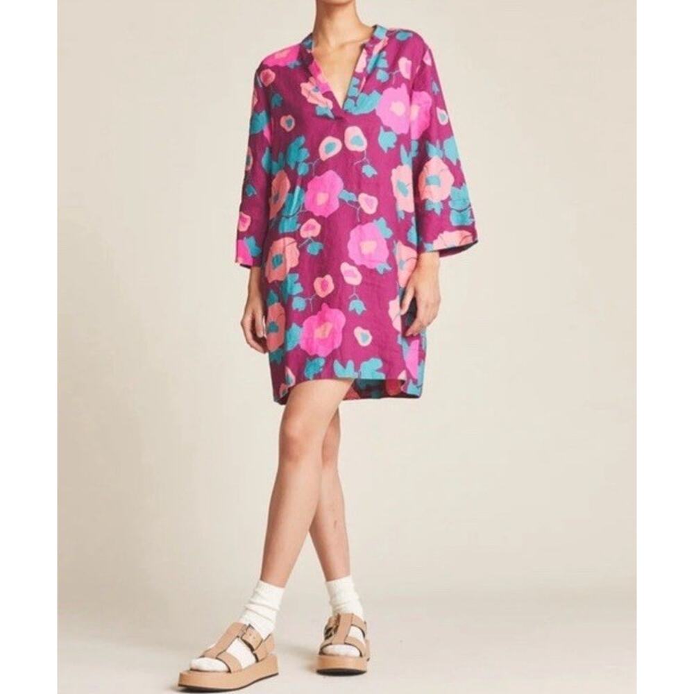 NWT Trovata Birds Of Paradis Lucca Linen Mini Shirt Dress Women’s Size XS